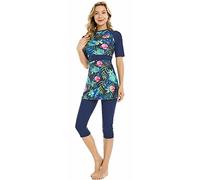 TaissBocco Rash Guard da Donna Costume da Bagno Modesto per Ragazze Manica Corta Bikini Costumi da Bagno da Surf Burkini (K4, XXL)
