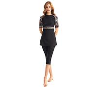 TaissBocco Rash Guard da Donna Costume da Bagno Modesto per Ragazze Manica Corta Bikini Costumi da Bagno da Surf Burkini (K9, S)