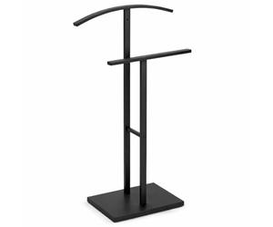 TAISSU - Servo Muto Mod. ADAK - Colore Nero Opaco - Con Appendiabiti Superiore e Barra per Pantaloni - 52 x 18 x 100 cm - Acciaio con Base in Cemento - Appendino per Camera da Letto