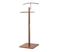 TAISSU - Servo Muto Mod. VAREN - Finitura Cromo e Legno - Con Appendiabiti Superiore e Barra per Pantaloni - 47 x 35 x 111 cm - Acciaio Inossidabile e Legno - Appendiabiti per Camera da Letto