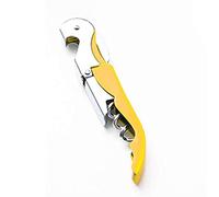 Taisuko Apribottiglie a doppia cerniera per vino da ristorante, compatto in acciaio inox, cavatappi pieghevole con tagliacapsule seghettato (giallo)