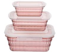 Taiuloo Set di 3 contenitori per alimenti, senza BPA, insalatiere con coperchio, contenitore per insalata con manico, contenitori in plastica per snack, frutta, rosa