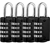 TAIVIN Confezione da 4 Lucchetto Valigia,Lucchetti Piccolo,Lucchetto de Cable a Combinazione a 3 Cifre per Valigie,Palestra,Viaggi,Armadietti Scolastici (Nero*4)