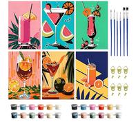 TAIVIN Set di 6 bicchieri da vino per pittura digitale con 6 pennelli, adatti per ragazzi e ragazze come regalo (20 x 30) (COLORE 1)