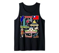 Taiwan Souvenir Art, Colorful Taiwan Mappa e luoghi d'Interesse Canotta