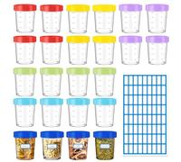 TAIXING 24 contenitori salvafreschezza con coperchio, piccoli, 4 once/120 ml, piccoli contenitori con coperchio in plastica in 6 colori, mini contenitori con scala di misurazione per salse, salse