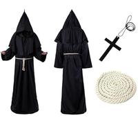 TaiXinYuly Costume da Monaco, Monaco Sacerdote Accappatoio Frate Medieval Rinascimentale,Vestito Monaco Uomo Medievale Mantello Halloween Adulti Per Halloween Carnevale Rinascimentale (L)