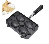 Taiyaki Maker - 4-Cavity Fish Shaped Pan, Non-Stick Double-Sided Aluminum Pan with Heat-Resistant Handle for Home Kitchen, Campeggio, Picnic, Outdoor Cooking, Baking Meat, Cake, Sandwich, Waffle