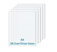 Taiyeestar 5 Pezzi Foglio Plastica A4 Trasparente Plastica da 2 mm, Lastre pannelli acrilico Trasparente, Pannello Acrilica Trasparente, Fogli di plastica, Fogli Acrilici Trasparenti per DIY
