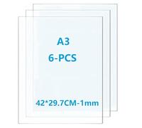 Taiyeestar 6 Pezzi Foglio Acrilico A3 Trasparente Plastica da 1 mm, Pannello Acrilica Trasparente da 42 x 29.7cm, Fogli Acrilici Trasparenti per Display, Cornice, Pittura, Stampa