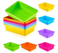 Taiyin 12 vassoi piatti in plastica per scuola, ufficio, lettere, libri, organizzazione, cartelle (colore vivace)