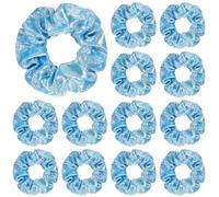 Taiyin 24 elastici per capelli metallici lucidi, in tinta unita, accessori per capelli, elastici per capelli, per donne, palestra, danza, cheerleader, softball, pallavolo, squadra di baseball (azzurro