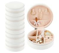Taiyin 6 pezzi portagioie da viaggio scatole regalo damigella d'onore gioielli organizer da viaggio piccolo portagioie rotondo mini stoccaggio in pelle PU bianco