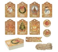 TAIYOU 60 pezzi etichette regalo di Natale carta kraft Christmas Tags etichette di Natale con spago decorazioni per albero di Natale per regali confezione decorazione 10 design A