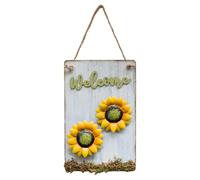 TAIYOU Segno di benvenuto in legno bianco con corda 11 x 7.1 Pollice del cancello di giardino Segno di ingresso della parete Decor per la porta d'ingresso esterna interna Portico Giardino