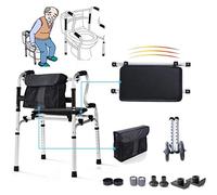 TAIYUESHAN Deambulatore, deambulatore Portatile, Vasca da Bagno con Sedile Morbido/Borsa portaoggetti e Ruote da 5 Pollici per disabili, carico statico per Appartamento per Anziani/Ospedale 156 kg