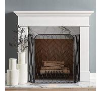 TAIYUESHAN Parafuoco Triplo per Decorazioni Spark Flame Guard, parascintille per Camino in Ferro Realizzato a Mano con Finitura Nera Anticata