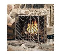 TAIYUESHAN Parascintille Fire Guard in Ferro a Pannello Singolo, Piatto, Parascintille Autoportante con Robusta Struttura in Ferro Battuto, Cancello Parascintille con Rete Decorativa in Metallo