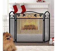 TAIYUESHAN Parascintille per caminetto a 3 Pannelli, Protezione antincendio Pieghevole in Rete per Interni ed Esterni, Protezione antiscintilla autoportante, Ferro battuto