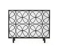 TAIYUESHAN Schermi per caminetti con Rete Metallica, parascintille Nero a Pannello Singolo con Copertura parascintille per la Protezione sicura dei Bambini, 105×20×68 cm