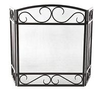 TAIYUESHAN Schermi per caminetto Pieghevoli - Scudo a 3 Pannelli in Ferro battuto con Fiori Neri Protezione per Recinzione del Posto di Comando, Accessori per caminetto con focolare Piacevole