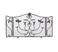 TAIYUESHAN Schermi per camini a 3 Pannelli, parascintille Pieghevole autoportante per la Protezione sicura degli Animali Domestici dei Bambini, Struttura in Ferro battuto Massiccio, Nero