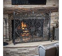TAIYUESHAN Schermo per caminetto a Pannello Singolo Nero con Copertura in Rete, parascintille di Sicurezza per Animali Domestici per fuochi Aperti/fuochi a Gas/bruciatore a Legna