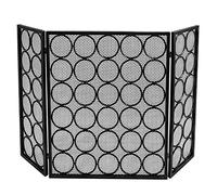 TAIYUESHAN Schermo per Camino a 3 Pannelli per Fattoria, Protezione Pieghevole in Rete antincendio per Interni ed Esterni, con Design Circolare e Rete ignifuga (Colore : Oro)