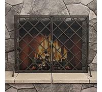 TAIYUESHAN Schermo per Camino in Ferro Verniciato a Polvere con Porta, parafuoco a Pannello Piatto a griglia fine in Acciaio Inossidabile per Camino e Stufa (Colore : Nero)