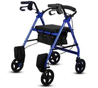 TAIYUESHAN Walker, Carrello per la Spesa Pieghevole per Camminata Pieghevole in Alluminio Walker Rollator con Sedile, Freno a Mano e Poggiapiedi Blu