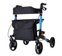 TAIYUESHAN Walker, Walker Puleggia in Lega di Alluminio a Quattro Ruote Motrici con Sedile per Sedia a Rotelle, Maniglie Comode E Schienale Spesso, Walker Pieghevole per Anziani