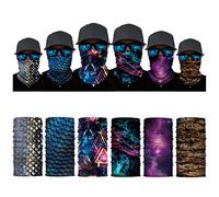TAIYUNWEI Fascia Bandana, Copricapo Multifunzione Bandana Foulard Scaldacollo Fazzoletto da Collo Fascia Elastico,Maschera Sciarpa Senza Cuciture Multifunzionale per Yoga,Motociclismo (6-Pezzi-Cool)