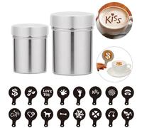 TAIZER 2PCS Spargi Zucchero a Velo Spargizucchero in Acciaio Inox con Coperchio Spargi Cacao in Polvere Polvere Shakers Setacci Spargi Cacao in Polvere Shaker Cacao Shaker per Cioccolato