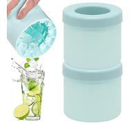 TAIZER 2PCS Stampi per Cubetti Ghiaccio in Silicone, Vaschetta con Coperchio, Secchio (blu)