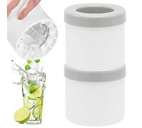 TAIZER Stampo Ghiaccio Silicone 2PCS - Cubetti Con Coperchio, Vaschetta e Secchio Di Ghiaccio - Vassoio per Cubetti in Silicone (Grigio)