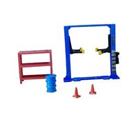 TAIZhiChen 1/64 Diorama Garage Accessori Set di Strumenti di Riparazione Modello Architettonico Telaio di Riparazione Realistico Barile di Petrolio Modello, Ascensore Blu