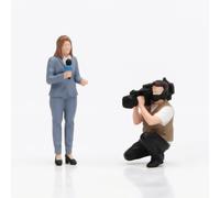 TAIZhiChen 2 Pezzi Figurine di Giornalisti Dipinto a Mano Personaggi in Miniatura 1/64 Dettagliato Giornalista con Microfono per Modellisti, Collezionisti