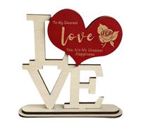 TAIZhiChen Decorazione da scrivania in legno a forma di cuore, ideale per, un oggetto romantico da collezione, perfetto come regalo per, Rosso Verticale Inglese