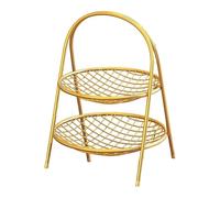 TAIZhiChen Elegante, Pratico E Decorativo Cesto di Frutta Su Supporto, Ideale per Un Bancone, Un Laboratorio di Catering O Un Ristorante, Oro 2 Livelli
