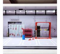 TAIZhiChen Kit di Strumenti per Garage, Officina Auto, Cono Stradale, Sollevatore, Modello Architettonico, Simulazione, Riparazione, Miniatura, 1/64, Sollevamento Del Colore Rosso