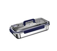 TAIZhiChen Lunch Box Rettangolare in Acciaio Inox, Impilabile E Leggero, con Coperchio, Ideale per Conservare Alimenti in Frigorifero. Adatto per, 2400 Ml