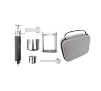 TAIZhiChen Macchina Da Caffè Portatile con Pressa Manuale, Pressino Compatto, Camera per Caffè Macinato, Supporto Resistente, Doppia Tazza, Acciaio Inossidabile, Senza Borsa