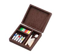 TAIZhiChen Paintbox Miniatura Strumenti Tavolozza Pennello Pittura Accessori Dollhouse Realistico Adatto a Decorazioni Casa Regali Artigianato Bambini Micro, caffè