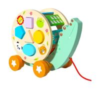 TAIZhiChen Push And Tira sugli Animali Lungo Il Giocattolo, Abbinamento a Forma, Giocattoli in Legno a Piedi, Blocchi per Bambini, Coccodrillo