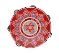 TAIZhiChen Round Musical Tambourine Strumento a percussione a mano Portable Wood Busting Strumento per i bambini per le performance del matrimonio, Rosso