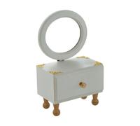 TAIZhiChen Specchio per Il Trucco con Cassetto, Scatola di Legno per Accessori, Specchio Rotondo