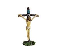 TAIZhiChen Statua di Gesù Crocifisso Che Prega, Statuetta Religiosa Dipinta a Mano, Croce in Piedi, Decorazione per la casa, per Oggetti da Collezione.