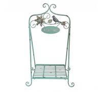 TAIZhiChen Supporto con Targhetta Welcome Antico Azzurro Rastrelliera Floreale con Ripiano a Doghe Stabile Portafiori per Ingresso