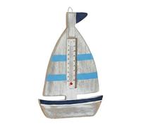 TAIZhiChen Termometro da Parete in Legno, Scultura da Parete, Termometro da Appendere per Uso Interno Ed Esterno, Decorazione Nautica per Ingresso O Casa sulla S, Nave 26.5x17cm