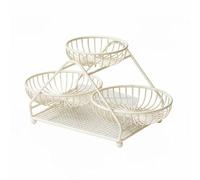 TAIZhiChen Vassoio da Portata Metallico con Tre Scomparti Sovrapposti Struttura Traforata E Base Solida per Organizzare Frutta Verdure E Dolci Adatto a Cucina Buffet Decorazione Tavola , Bianco